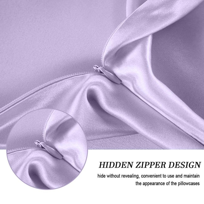 Jocoku Jocoku 100% Mulberry Silk Pillowcases Set of 2 for Hair and Skin and Super Soft and Breathable King Size Nature Silk Pillowcases (King  Light Purple)  - Image 3