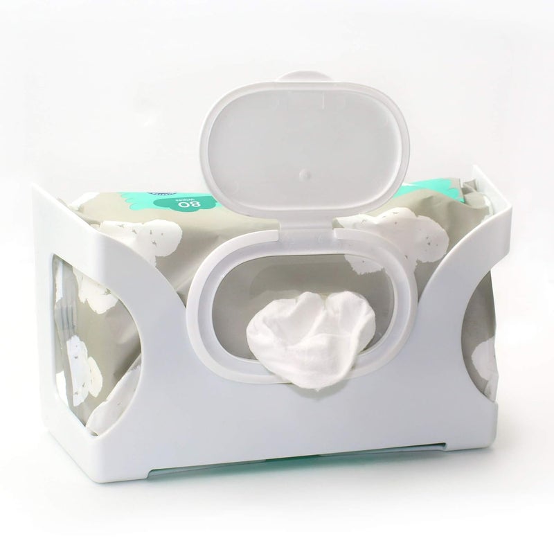 Gadjit Baby Wet Wipes Hand Wipes Wall Dispenser  Mounts on a Wall and Holds Up to an 84 Count Pack of Wipes  Keeps Wipes Always Within Easy Reach of Messes White - Image 1