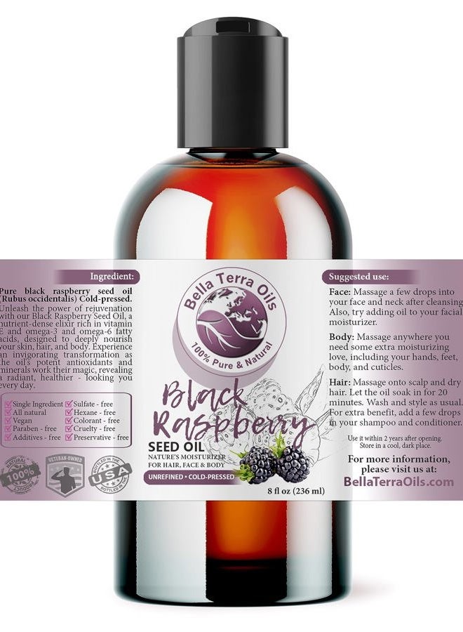 Bella Terra Oils Black Raspberry Seed Oil 8oz - Embrace the Cosmetic Wonder of Raspberry Seed & Black Seed Oil Fusion, Replete with Tocopherols & Tocotrienols - Image 2