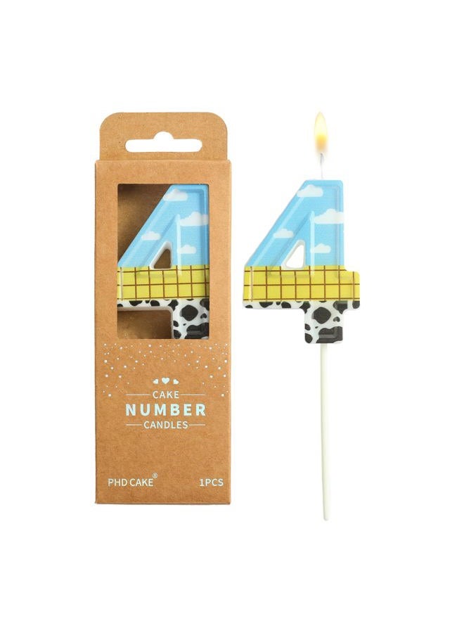 PHD CAKE 2.76 Inch Number 4 Toy Inspired Birthday Candles, Cartoon Story Number Candles, Cake Number Candles, Party Celebration - Image 1
