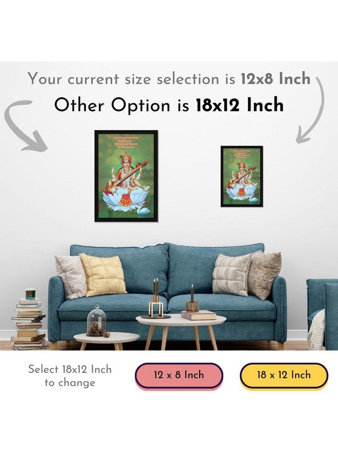 Mad Masters Mata Saraswati Devi Goddess of Knowledge Painting Photo Frame for Living Room, Bedroom, Home Decor and Wall Decoration (MM 3464, 8x12 Inch, Paper, With Plexi Glass) - Image 4