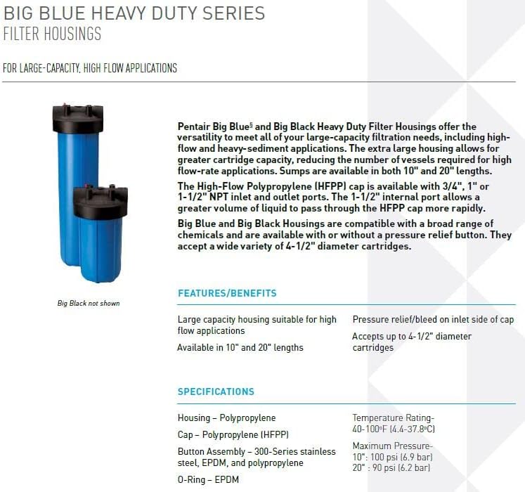 Pentek 150237#10 Big Blue Filter Housing with 1" Female NPT Inlet/Outlet - Image 2
