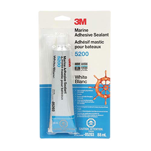 3M Marine Adhesive Sealant 5200 (05203) Permanent Bonding and Sealing for Boats and RVs Above and Below the Waterline Waterproof Repair, White, 3 fl oz Tube - Image 1