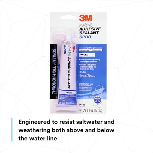 3M Marine Adhesive Sealant 5200 (05203) Permanent Bonding and Sealing for Boats and RVs Above and Below the Waterline Waterproof Repair, White, 3 fl oz Tube - Image 4