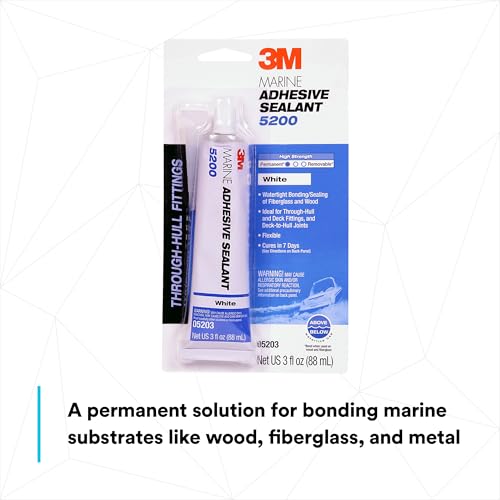 3M Marine Adhesive Sealant 5200 (05203) Permanent Bonding and Sealing for Boats and RVs Above and Below the Waterline Waterproof Repair, White, 3 fl oz Tube - Image 2