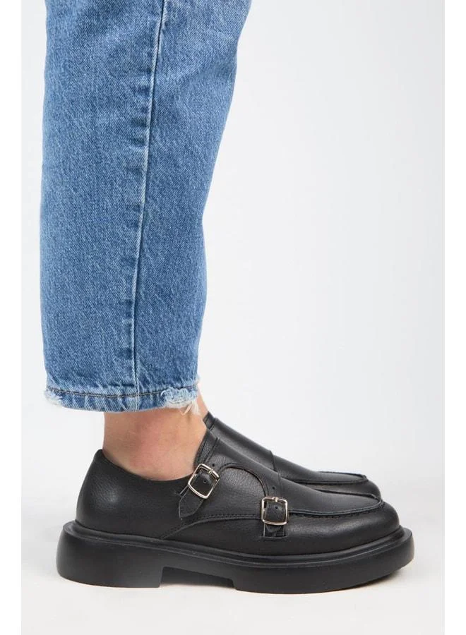 Manijero  (Bonni) Women's Genuine Leather Double Buckle Black Shoes. for Women | Best Price UAE