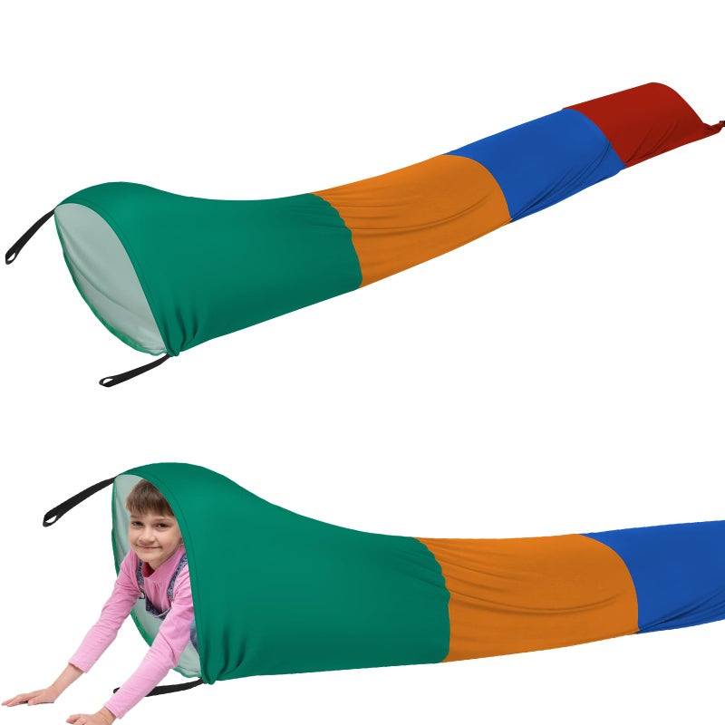 Shappy 12 ft Sensory Tunnel Crawl Resistance Tube for Calm Sensory Tent Compression Tube Play Tunnel Toys for Kids Birthday Gifts Outdoor Indoor Game(Orange, Green, Blue, Red) - Image 1