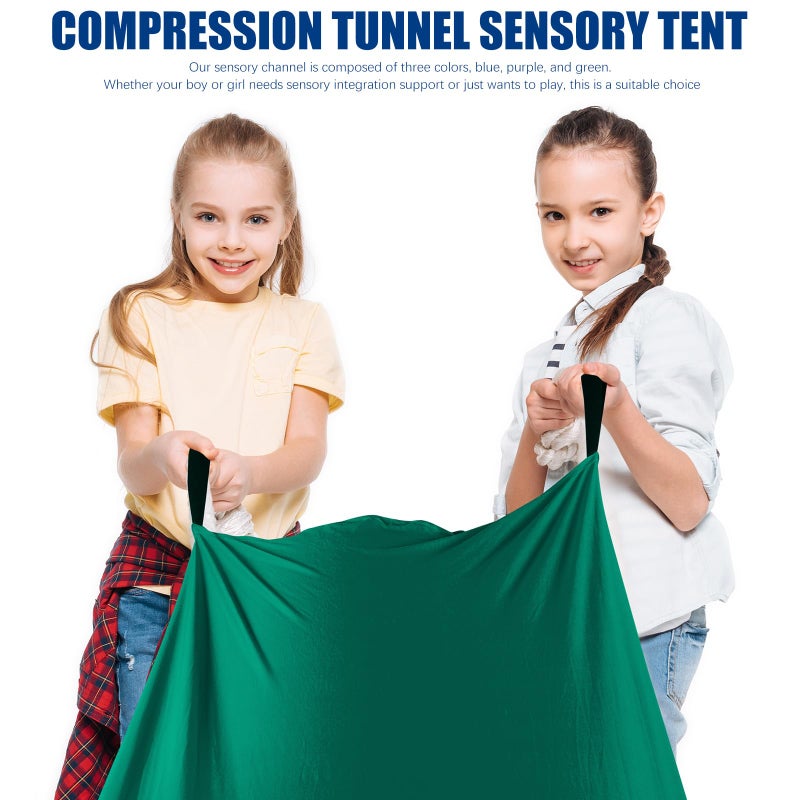 Shappy 12 ft Sensory Tunnel Crawl Resistance Tube for Calm Sensory Tent Compression Tube Play Tunnel Toys for Kids Birthday Gifts Outdoor Indoor Game(Orange, Green, Blue, Red) - Image 5
