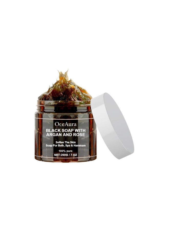  اوساورا أوقيانور زوينة المغرب صابون بلدي الأسود، صابون أسود مع أرغان وروز، زاوينا المغرب الجسم سكرب، الجسم مقشر سكرب، الصابون الأسود المغربي مع أرغان العضوي، بلدي صابون، الصابون المغربي الأسود - Image 1
