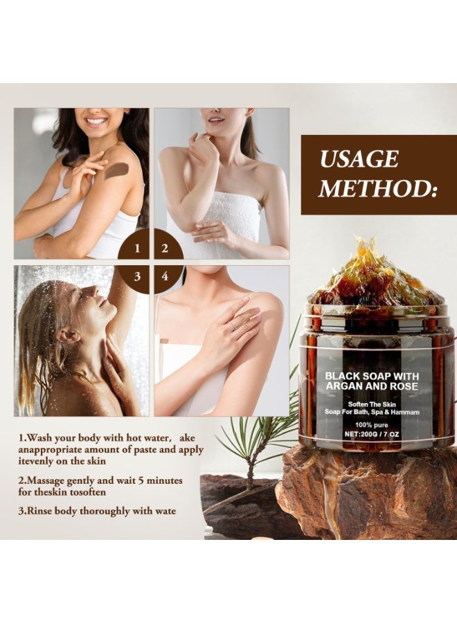  اوساورا أوقيانور زوينة المغرب صابون بلدي الأسود، صابون أسود مع أرغان وروز، زاوينا المغرب الجسم سكرب، الجسم مقشر سكرب، الصابون الأسود المغربي مع أرغان العضوي، بلدي صابون، الصابون المغربي الأسود - Image 2