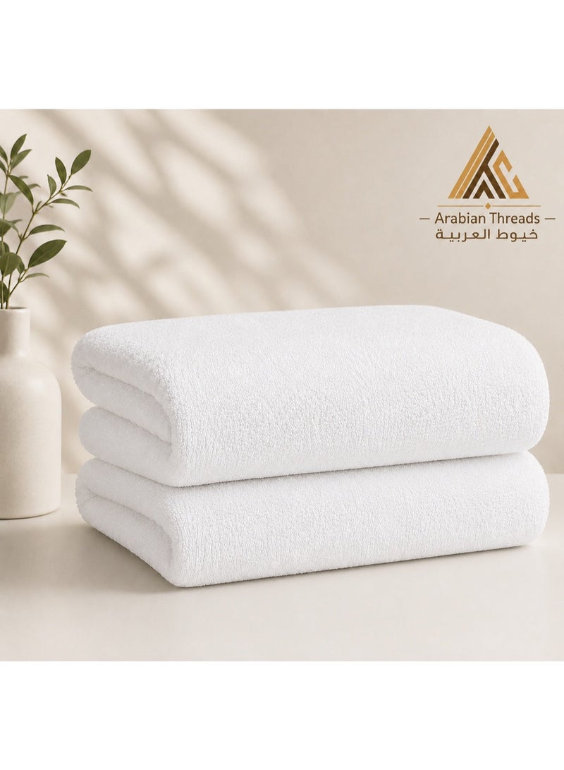 2 White Hand Towels – 100% Cotton, Soft & Absorbent – 50x80 cm - Image 1