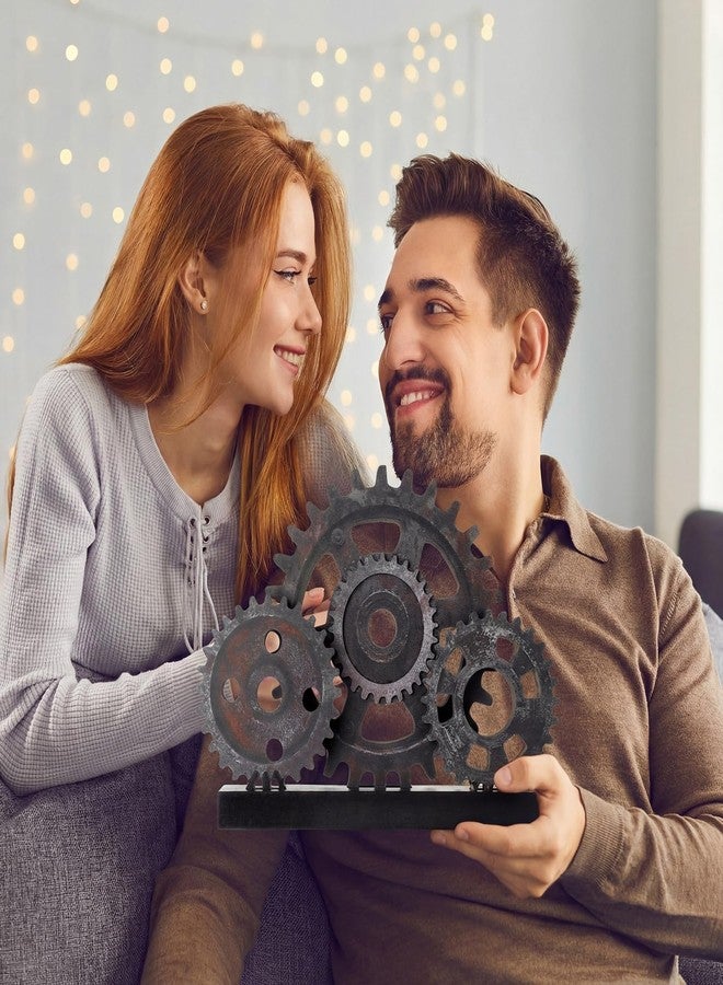 Novabright Steampunk Industrial Gear Train Figurine, Vintage Copper Colored Wooden Gear Wheel Desktop Ornament, Retro Mechanical Steam Punk Gift for Living Room, Bedroom & Office Bookshelf Decor - Image 4