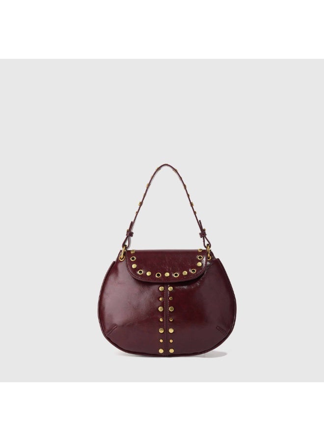 New Vintage Red Metal Studded Magnetic Closure Underarm Bag, Women's Versatile Saddle Shoulder & Handbag - Image 2