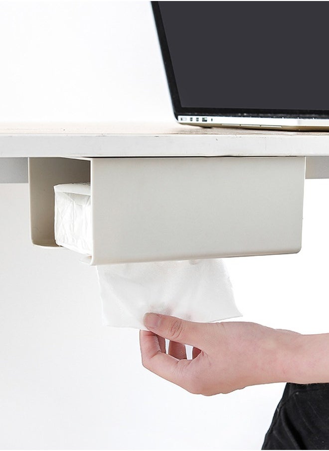 Bukela Tissue Box Holder,Wall Mounted/Under Cabinet Paper Roll Holder Towel Stand/Dispenser Shelf for Kitchen,Toilet,Pantry Utility Room Laundry Storage Organizer,Rectangular Paper Holder Boxes  - Image 1