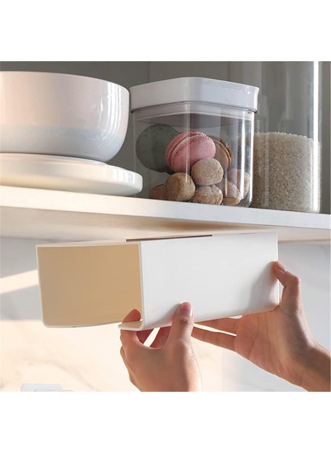 Bukela Tissue Box Holder,Wall Mounted/Under Cabinet Paper Roll Holder Towel Stand/Dispenser Shelf for Kitchen,Toilet,Pantry Utility Room Laundry Storage Organizer,Rectangular Paper Holder Boxes  - Image 5