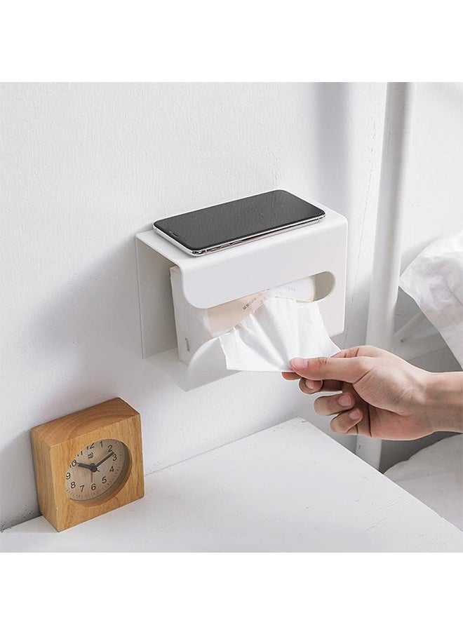 Bukela Tissue Box Holder,Wall Mounted/Under Cabinet Paper Roll Holder Towel Stand/Dispenser Shelf for Kitchen,Toilet,Pantry Utility Room Laundry Storage Organizer,Rectangular Paper Holder Boxes  - Image 2
