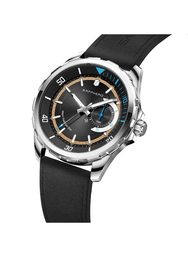 SAPPHERO Mens Watch Analog Quartz Watches with Date Subdial Leather Strap 50M Waterproof Business Work Sport Casual Dress Wristwatch Elegant Gift for Men - Image 4