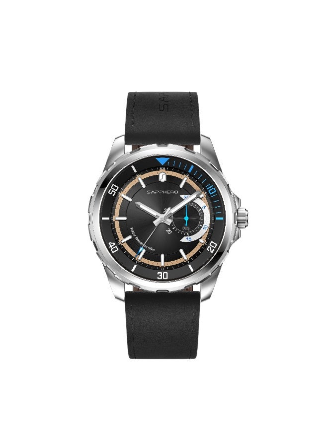 SAPPHERO Mens Watch Analog Quartz Watches with Date Subdial Leather Strap 50M Waterproof Business Work Sport Casual Dress Wristwatch Elegant Gift for Men - Image 1