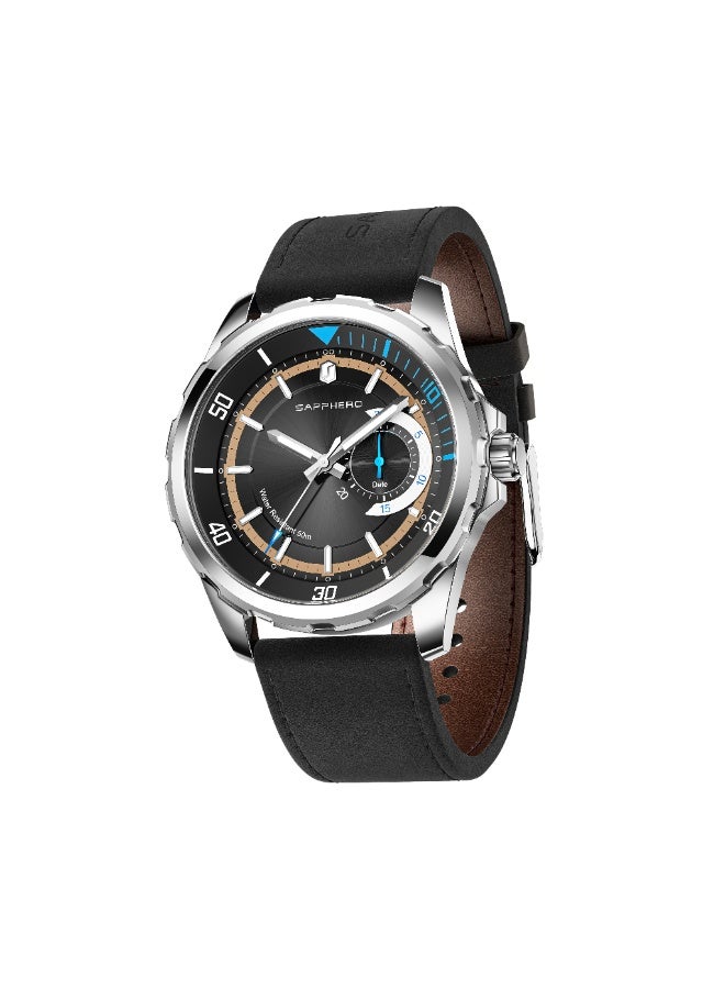 SAPPHERO Mens Watch Analog Quartz Watches with Date Subdial Leather Strap 50M Waterproof Business Work Sport Casual Dress Wristwatch Elegant Gift for Men - Image 3