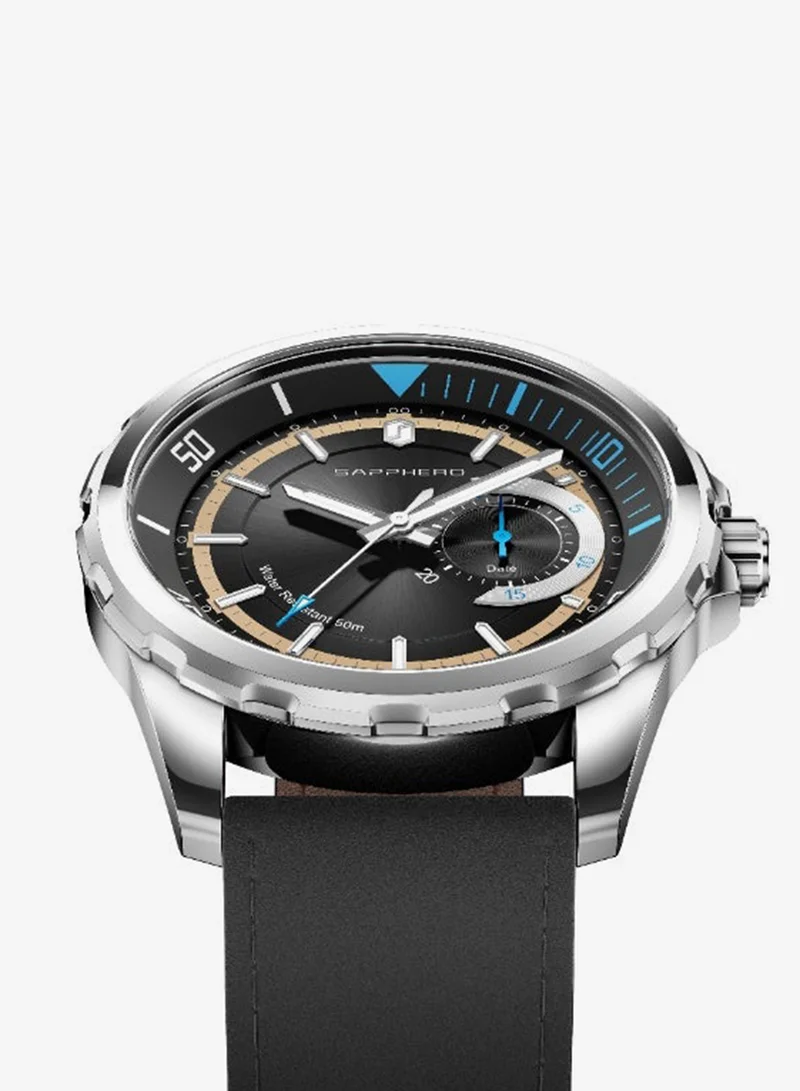 Sapphero SAPPHERO Mens Watch Analog Quartz Watches with Date Subdial Leather Strap 50M Waterproof Business Work Sport Casual Dress Wristwatch Elegant Gift for Men