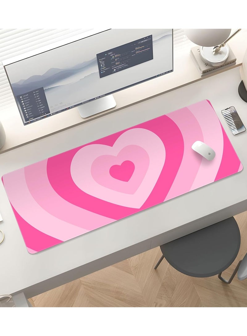 Large Mouse Pad For Desktop,Size 900x400x3mm,Extended Keyboard Pad Gaming Mouse Pad,Non-slip Rubber Base Mouse Pad, Desk Accessories,Ladies Desk Storage Box Pad, Heart Shaped Pink - Image 3