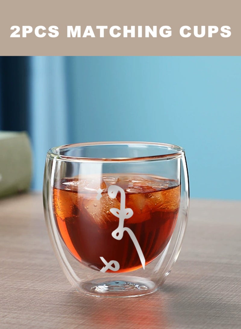 هومار كيت ترموس القهوة 500 مل حامل فولاذي + 80 مل كأس زجاجي x2 -كامل مجموعة السفر مع الخط العربي الفاخر - Image 4