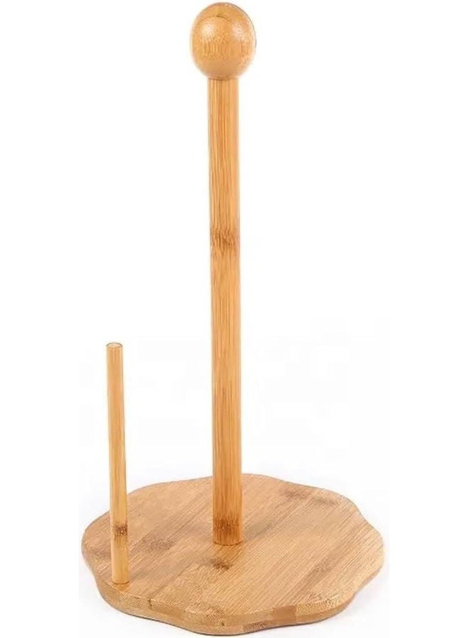 MOMENT Bamboo Roll Holder Countertop Tissue Stand Bamboo Paper Towel Holder Kitchen Paper Towel Stand Tissue Holder Paper Towel Holders Tissue Paper Bamboo Toilet (Octagon Shape)  - Image 1