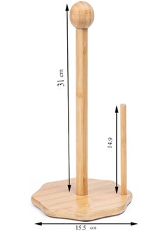 MOMENT Bamboo Roll Holder Countertop Tissue Stand Bamboo Paper Towel Holder Kitchen Paper Towel Stand Tissue Holder Paper Towel Holders Tissue Paper Bamboo Toilet (Octagon Shape)  - Image 3