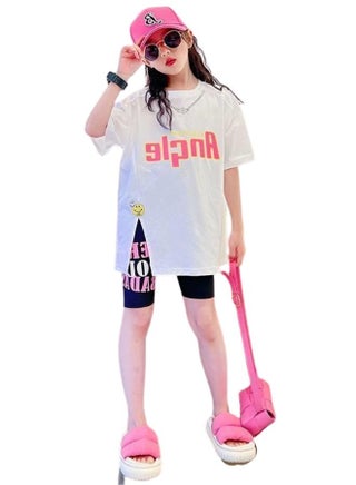 Girl's Summer 2 Piece Outfit Printed Oversized T-shirt and Tight Short Pant Set - pzsku/Z1B8BE020C2115E341ACAZ/45/1747059730/7ea1a2e8-ec55-4fed-b892-15d947b1c6cf