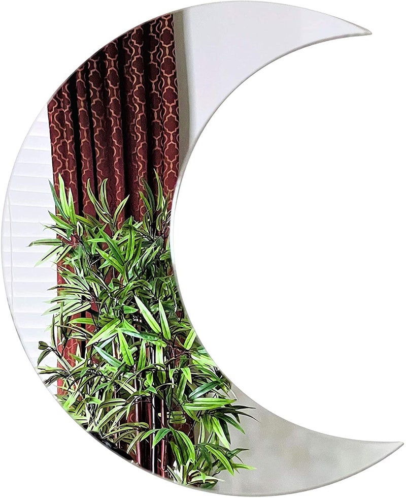 Incrizma Moon Mirror Fancy Chic Boho Decorative Aesthetic Wall Decor for Urban Homes, Apartments, Bedrooms, Living Rooms in Silver or Gold with Different Sizes (Silver, 30 cm, Unframed) - Image 1