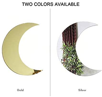 Incrizma Moon Mirror Fancy Chic Boho Decorative Aesthetic Wall Decor for Urban Homes, Apartments, Bedrooms, Living Rooms in Silver or Gold with Different Sizes (Silver, 30 cm, Unframed) - Image 5