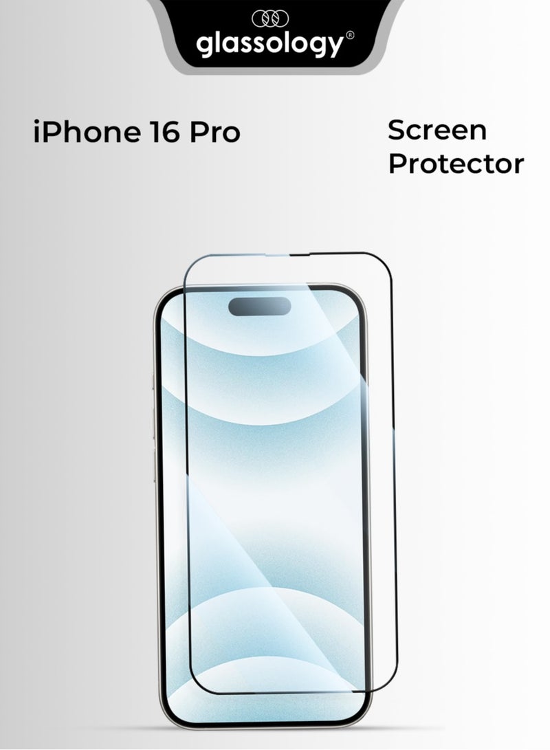 glassology iPhone 16 Pro 9H Tempered Glass Screen Protector Scratch Resistant Ultra Clear Anti Fingerprint Case Friendly - Image 1