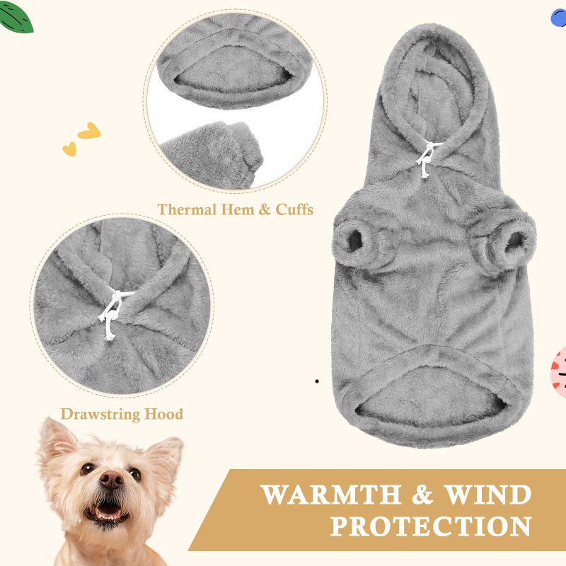Waoduld 4XL Dog Sweaters for Large Dogs,Dog Hoodie,Warm Fuzzy Fleece Sweatshirt with Hood & Pocket,Leash Hole,Cozy Cold Weather Pet Clothes Sweater Hoodie for Large Dogs(Grey,4XL) - Image 5