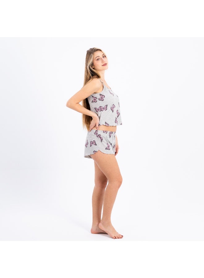 Women’s cotton butterfly print pajama set – soft and breathable sleepwear for warm nights