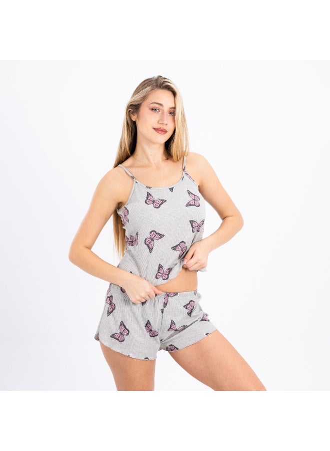 Women’s cotton butterfly print pajama set – soft and breathable sleepwear for warm nights