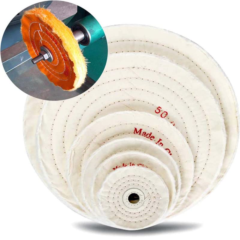 DIY Crafts Pack of 3 Pcs 3 inch Pad Off White Spiral Stitched Cotton Buffing Polish Wheel Bench Grinder Polishing Wheel Layers Cotton Spiral Stitched Cotton Pack of 3 Pcs 3 inch Pad Off White - Image 1