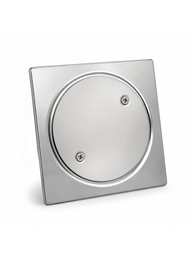 6 × 6 Inch Stainless Steel Floor Drain Cover, 2-Pieces Square Floor Trap with Removable Solid Round Lid, Screw-Fixed Shower Drain Plate for Bathroom, Kitchen, Balcony & Laundry Room - Image 1