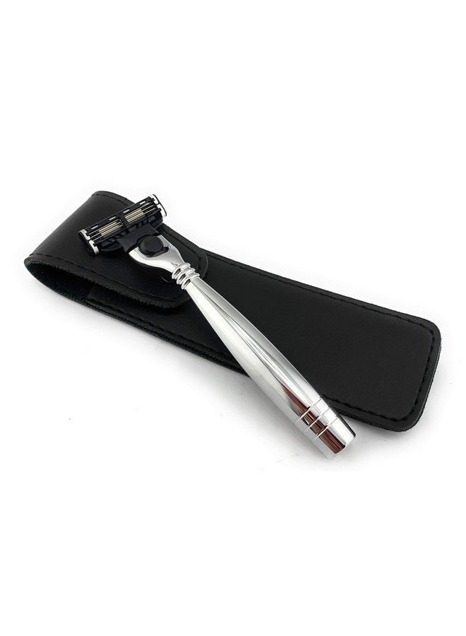 G.B.S Triple Blade Stainless Steel Razor Durable Shiny Easy To Use Comes With A Leather Case - Image 2