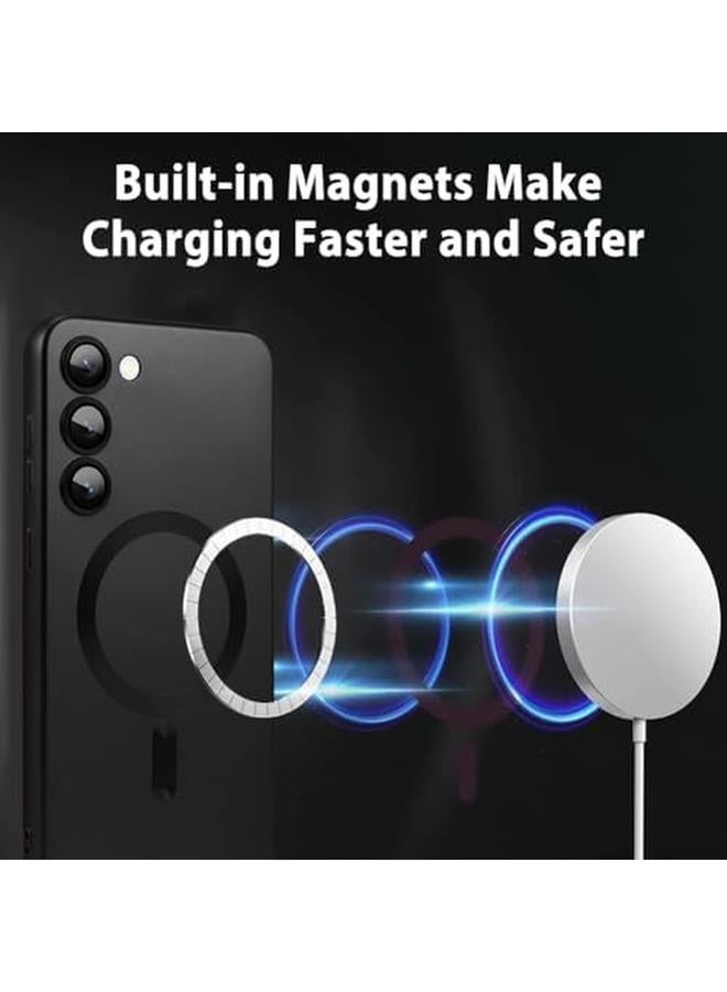 erorex Silicone Magnetic Case For Samsung Galaxy S24 Compatible With Mag Safe Camera All Round Protection Shockproof Phone Case For Galaxy S24，Black  - Image 2