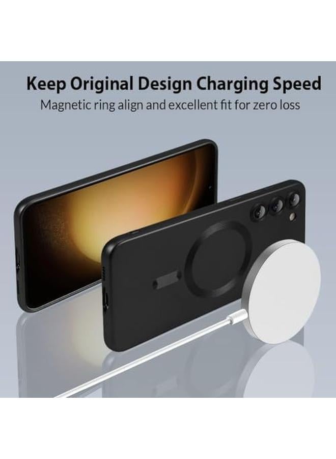 erorex Silicone Magnetic Case For Samsung Galaxy S24 Compatible With Mag Safe Camera All Round Protection Shockproof Phone Case For Galaxy S24，Black  - Image 5