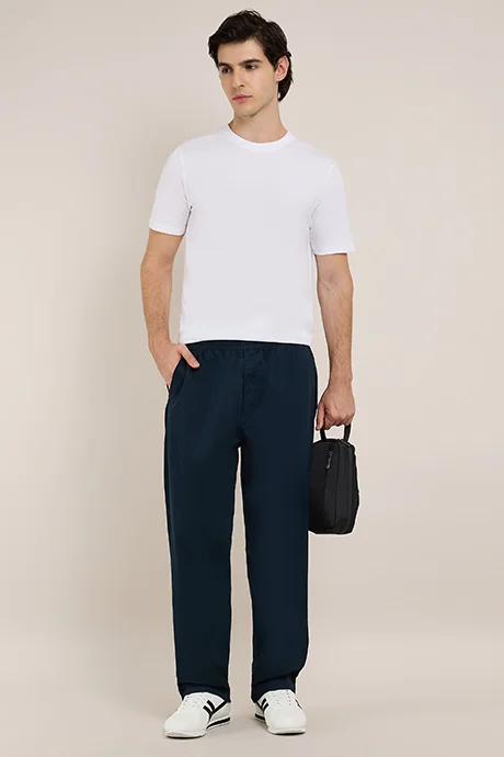 أر أند بي Solid T-Shirt with Crew Neck and Short Sleeves