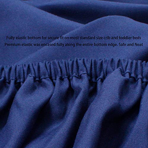CaSaJa 3-Pack Fitted Crib Sheets Set for Baby Boys, Extra Soft Breathable 9" Deep Mattress Sheet for Standard Toddler Bed 28x52, Cozy Washable Microfiber Nursery Sheets, 2 Navy Blue/1 Charcoal Gray - Image 4