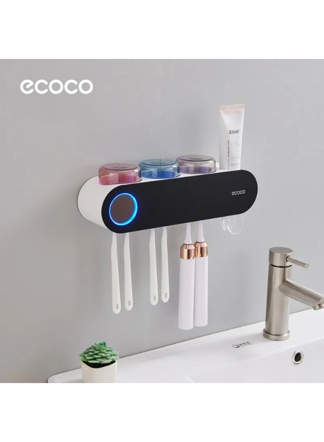 ecoco Hygienic Wall-Mounted Electric Toothbrush Holder – 3 Cups, UV Sanitizer, Automatic Toothpaste Squeezer Dispenser Toothbrush Home Bathroom Accessories Set - Image 2
