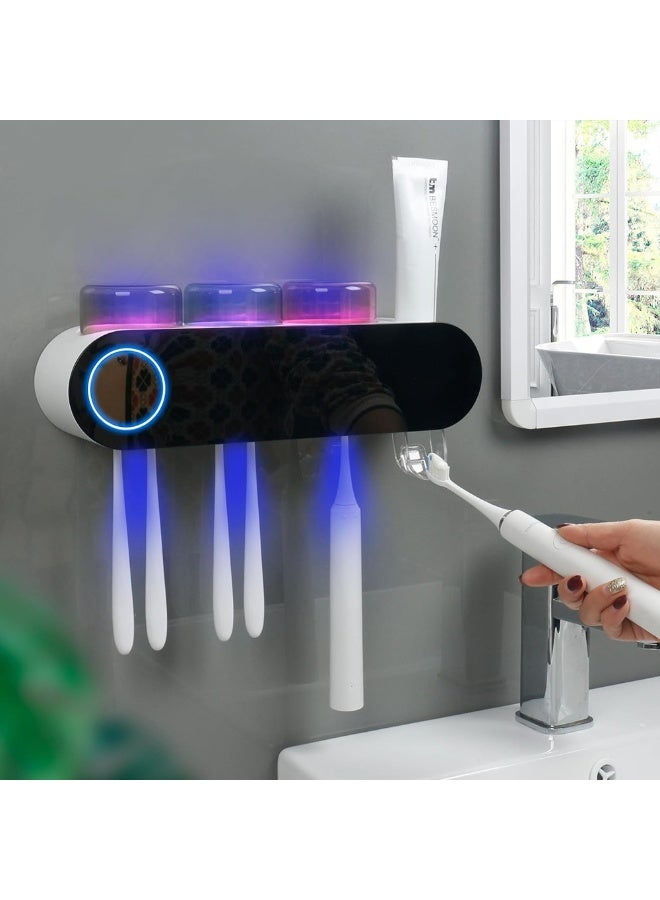 ecoco Hygienic Wall-Mounted Electric Toothbrush Holder – 3 Cups, UV Sanitizer, Automatic Toothpaste Squeezer Dispenser Toothbrush Home Bathroom Accessories Set - Image 3