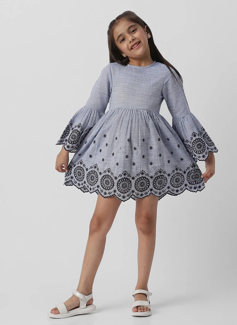 نوتيناتي Nautinati Girls' Cotton and Schiffli Frock
