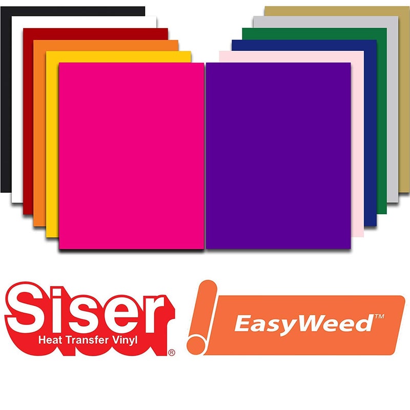 Siser EasyWeed Heat Transfer Vinyl HTV for T-Shirts 12 x 15 Inches 12 Precut Sheets (Top Selling Colors, 12" x 15") - Image 2