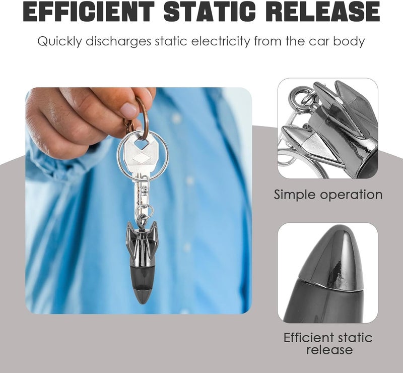 ULTECHNOVO Car Anti-static Keychain Body Static Remover Plastic Static Electricity Discharger Stick for Vehicle Door in Gray - Image 2