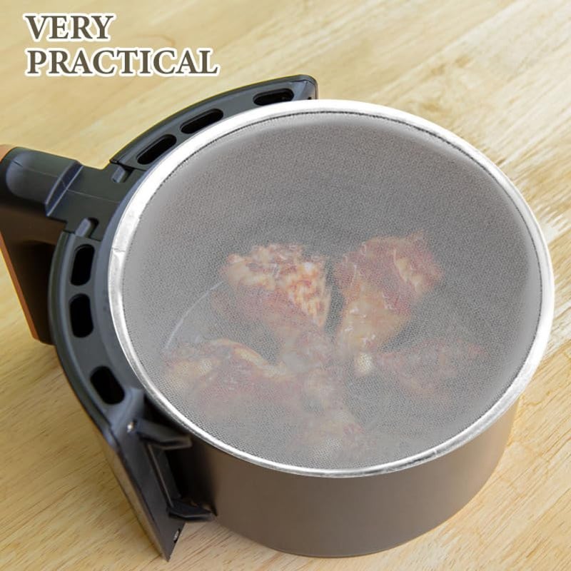 CONGARTENO Splatter Guard for Air Fryer 21Cm Stainless Steel Anti Grease Cover Kitchen Cooking Splash Shield Oil Protector Mesh Accessory for Home Use - Image 3