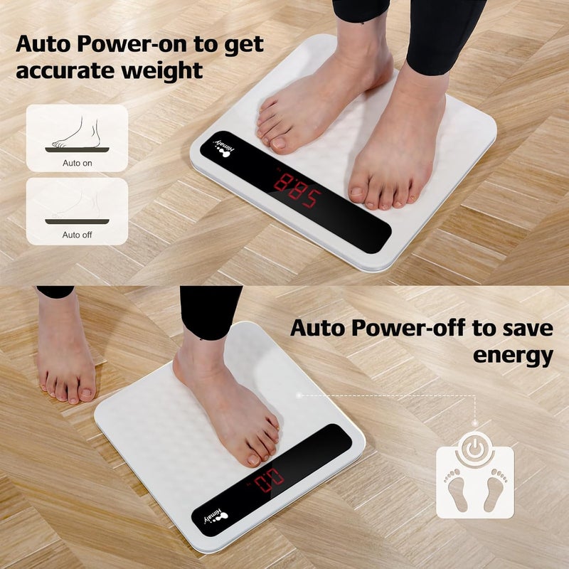 HIMALY Digital Body Weight Scale Bathroom Scale, Step-On Technology High Precision Measurements Scales with Large Non Slip Silicone Platform and LCD Digital Display, 400lbs/180kg Capacity, White - Image 3