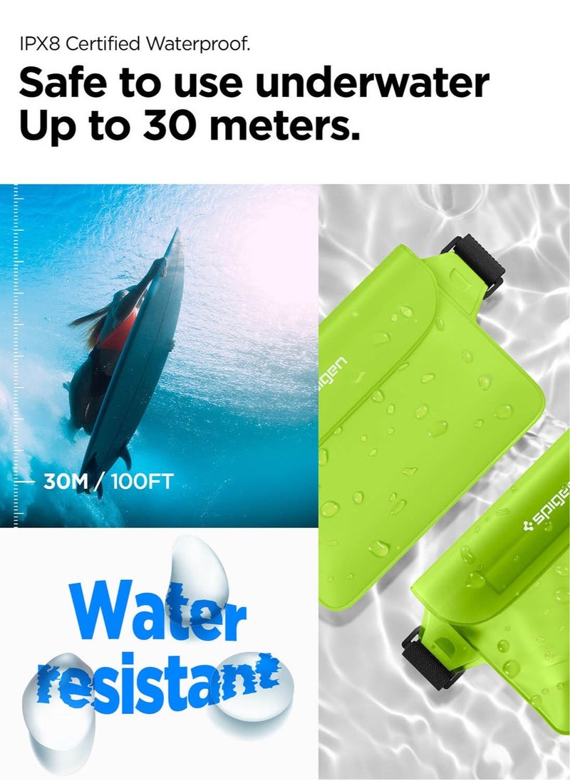 Spigen Aqua Shield Waterproof Pouch Bag A620 (2-Pack) Dry Bag with Adjustable Waist Strap for Beach Swimming Fishing Camping Canoeing Hiking Kayaking Paddle Boarding & Boating - Cactus Green [2 PACK]  - Image 3